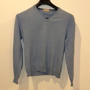J. Crew Men's Light Blue V-Neck Sweater